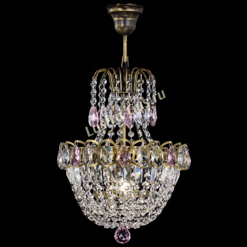 Люстра Астра №1 с подвесом под бронзу Розовая в Химках Гусь Хрустальный