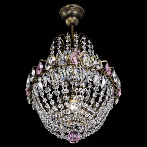 Люстра Астра №1 с подвесом под бронзу Розовая в Химках Гусь Хрустальный