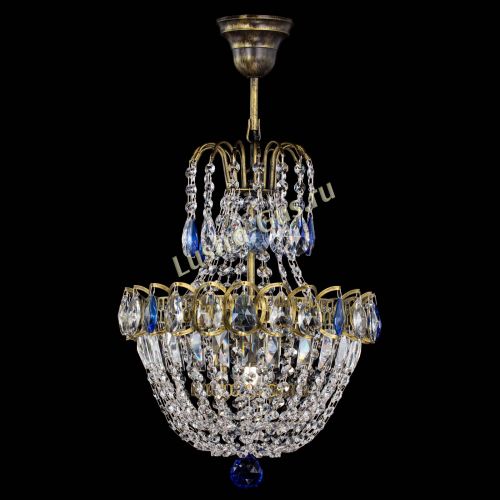Люстра Астра №1 с подвесом под бронзу Синяя в Химках Гусь Хрустальный