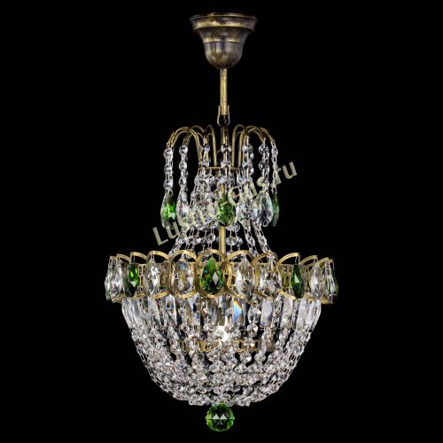 Люстра Астра №1 с подвесом под бронзу Зеленая в Химках Гусь Хрустальный