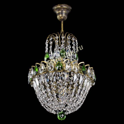 Люстра Астра №1 с подвесом под бронзу Зеленая в Химках Гусь Хрустальный