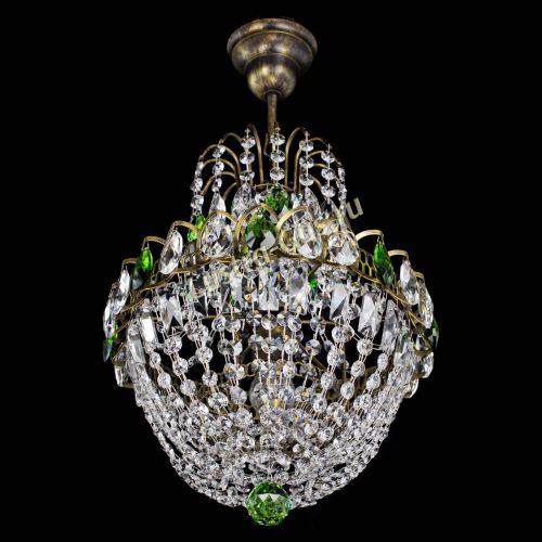 Люстра Астра №1 с подвесом под бронзу Зеленая в Химках Гусь Хрустальный