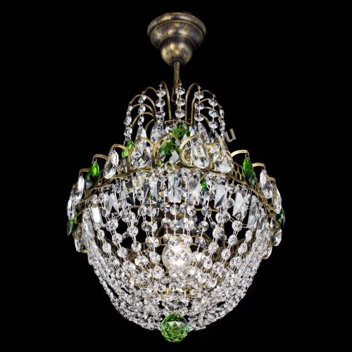 Люстра Астра №1 с подвесом под бронзу Зеленая в Химках Гусь Хрустальный