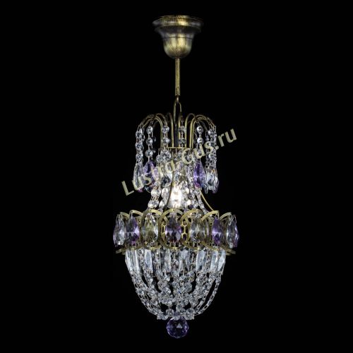 Люстра Астра №1 узкая фиолетовая под бронзу в Химках Гусь Хрустальный