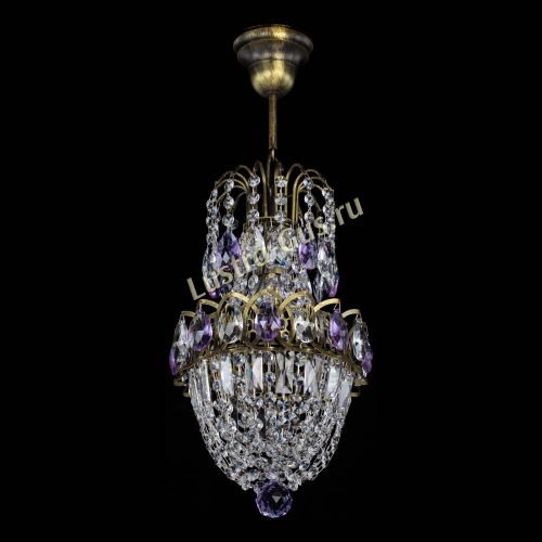 Люстра Астра №1 узкая фиолетовая под бронзу в Химках Гусь Хрустальный
