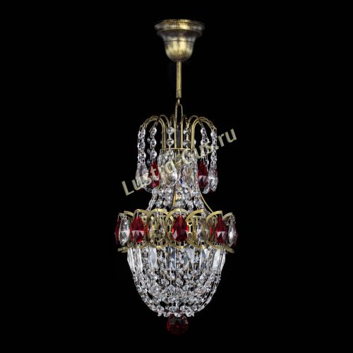 Люстра Астра №1 узкая красная под бронзу в Химках Гусь Хрустальный