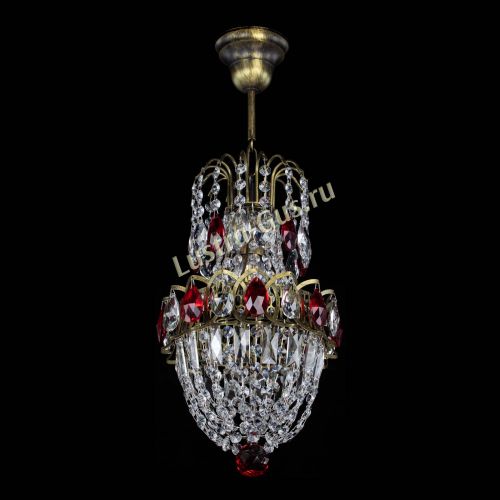 Люстра Астра №1 узкая красная под бронзу в Химках Гусь Хрустальный