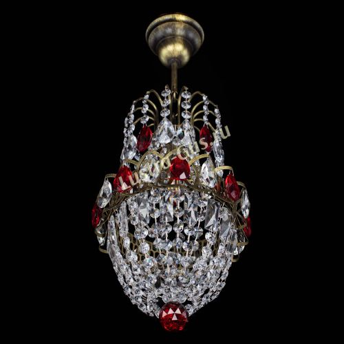 Люстра Астра №1 узкая красная под бронзу в Химках Гусь Хрустальный