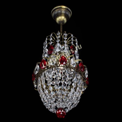 Люстра Астра №1 узкая красная под бронзу в Химках Гусь Хрустальный