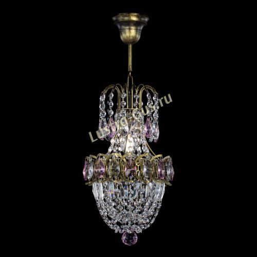 Люстра Астра №1 узкая розовая под бронзу в Химках Гусь Хрустальный