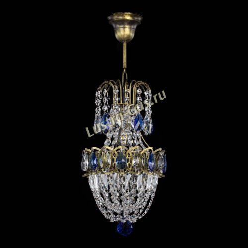 Люстра Астра №1 узкая синяя под бронзу в Химках Гусь Хрустальный