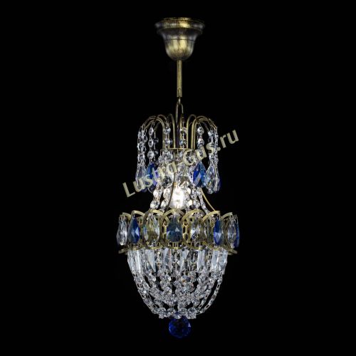 Люстра Астра №1 узкая синяя под бронзу в Химках Гусь Хрустальный