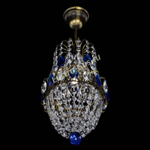 Люстра Астра №1 узкая синяя под бронзу в Химках Гусь Хрустальный