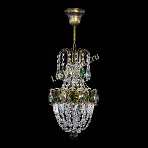 Люстра Астра №1 узкая зеленая под бронзу в Химках Гусь Хрустальный