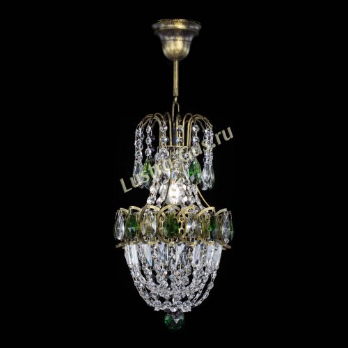 Люстра Астра №1 узкая зеленая под бронзу в Химках Гусь Хрустальный