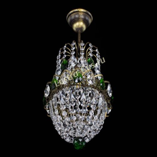 Люстра Астра №1 узкая зеленая под бронзу в Химках Гусь Хрустальный