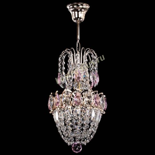 Люстра Астра №1 узкая розовая в Химках Гусь Хрустальный