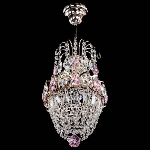 Люстра Астра №1 узкая розовая в Химках Гусь Хрустальный