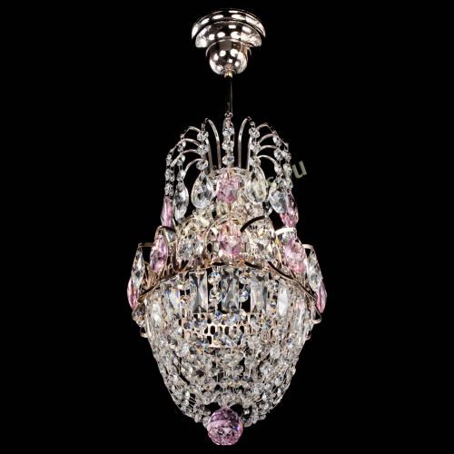 Люстра Астра №1 узкая розовая в Химках Гусь Хрустальный