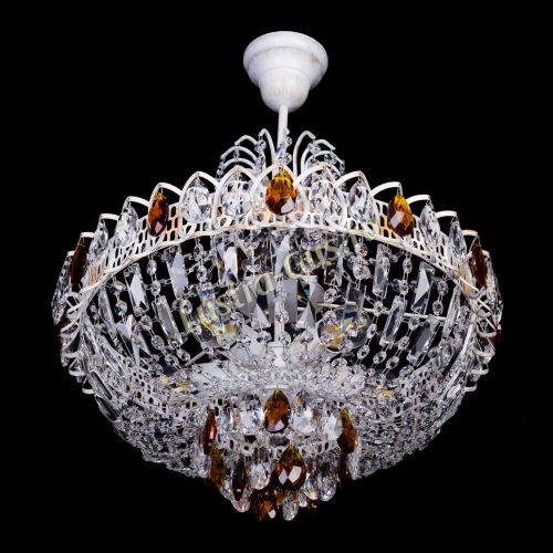 Люстра Астра Белая с подвесом чайная в Химках Гусь Хрустальный