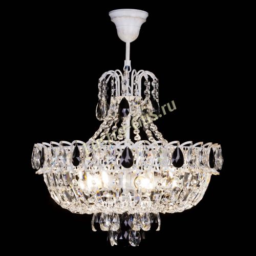 Люстра Астра Белая с подвесом черная в Химках Гусь Хрустальный