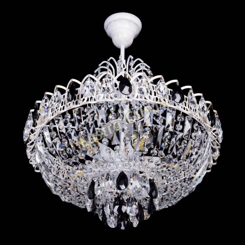 Люстра Астра Белая с подвесом черная в Химках Гусь Хрустальный