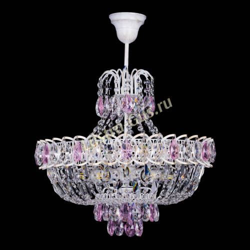 Люстра Астра Белая с подвесом розовая в Химках Гусь Хрустальный