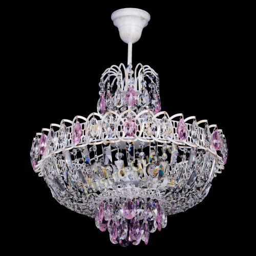 Люстра Астра Белая с подвесом розовая в Химках Гусь Хрустальный