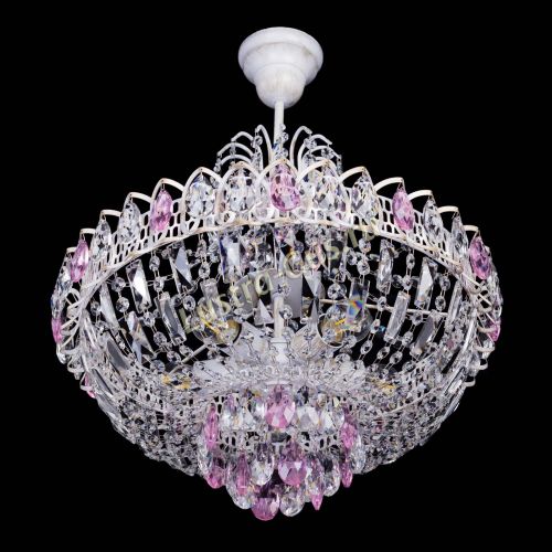 Люстра Астра Белая с подвесом розовая в Химках Гусь Хрустальный