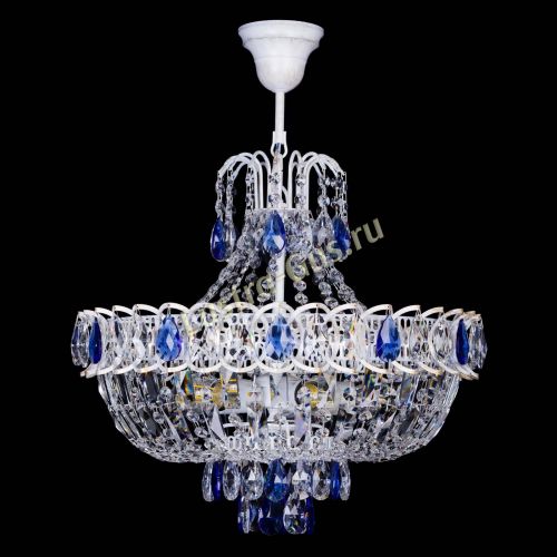 Люстра Астра Белая с подвесом синяя в Химках Гусь Хрустальный