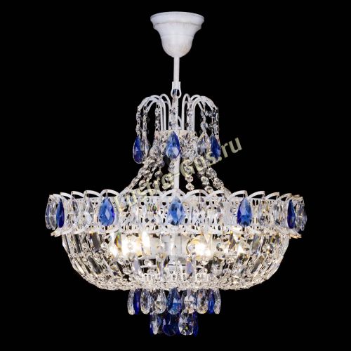 Люстра Астра Белая с подвесом синяя в Химках Гусь Хрустальный