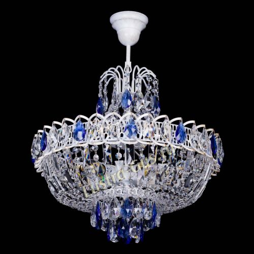 Люстра Астра Белая с подвесом синяя в Химках Гусь Хрустальный