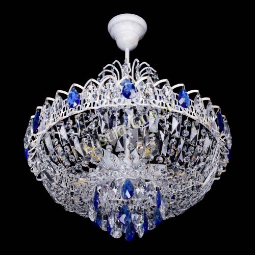 Люстра Астра Белая с подвесом синяя в Химках Гусь Хрустальный