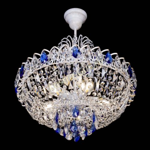 Люстра Астра Белая с подвесом синяя в Химках Гусь Хрустальный