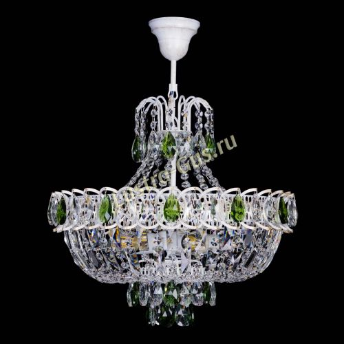 Люстра Астра Белая с подвесом зеленая в Химках Гусь Хрустальный