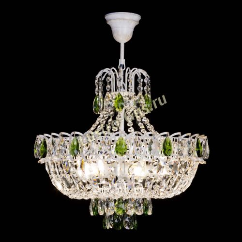 Люстра Астра Белая с подвесом зеленая в Химках Гусь Хрустальный