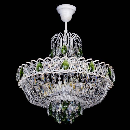 Люстра Астра Белая с подвесом зеленая в Химках Гусь Хрустальный