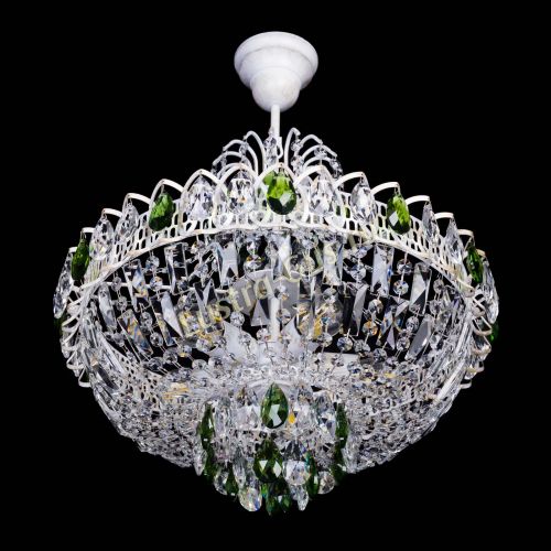 Люстра Астра Белая с подвесом зеленая в Химках Гусь Хрустальный