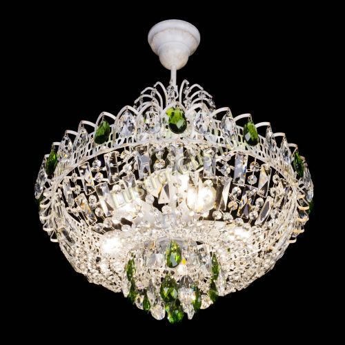 Люстра Астра Белая с подвесом зеленая в Химках Гусь Хрустальный