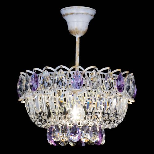 Люстра Астра Бутон №1 Фиолетовая - белая с подвесом в Химках Гусь Хрустальный
