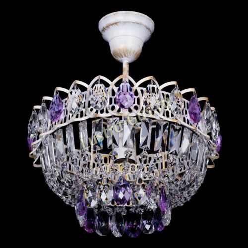 Люстра Астра Бутон №1 Фиолетовая - белая с подвесом в Химках Гусь Хрустальный