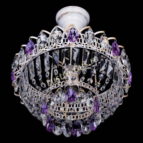 Люстра Астра Бутон №1 Фиолетовая - белая с подвесом в Химках Гусь Хрустальный