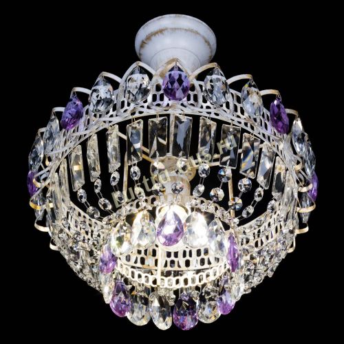 Люстра Астра Бутон №1 Фиолетовая - белая с подвесом в Химках Гусь Хрустальный
