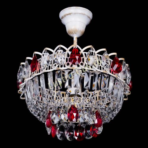 Люстра Астра Бутон №1 Красная - белая с подвесом  в Химках Гусь Хрустальный
