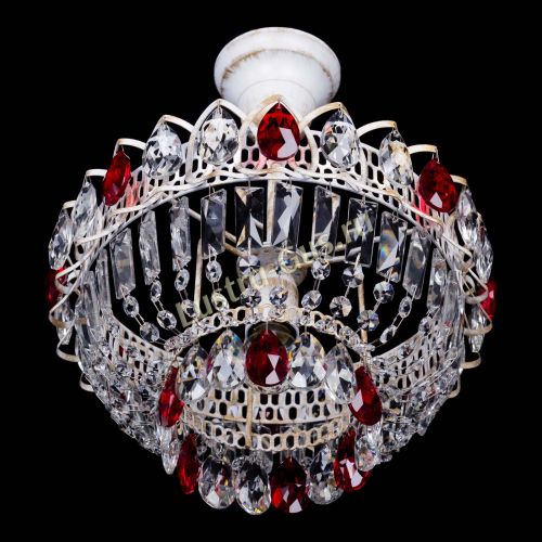 Люстра Астра Бутон №1 Красная - белая с подвесом  в Химках Гусь Хрустальный
