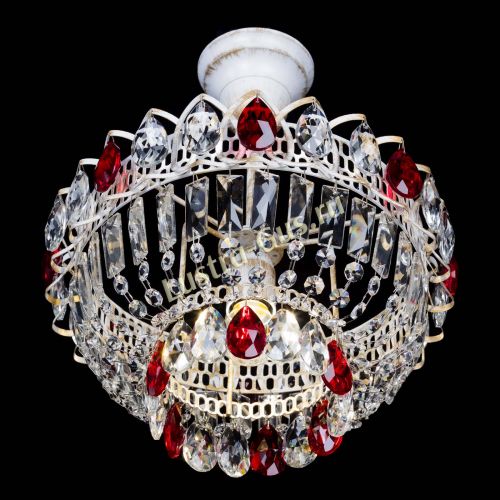 Люстра Астра Бутон №1 Красная - белая с подвесом  в Химках Гусь Хрустальный