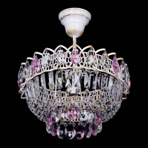 Люстра Астра Бутон №1 Розовая - белая с подвесом  в Химках Гусь Хрустальный