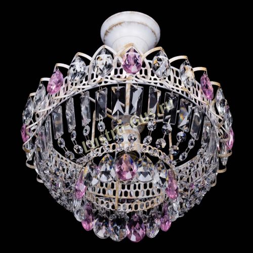 Люстра Астра Бутон №1 Розовая - белая с подвесом  в Химках Гусь Хрустальный