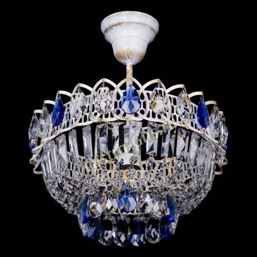 Люстра Астра Бутон №1 Синяя - белая с подвесом в Химках Гусь Хрустальный