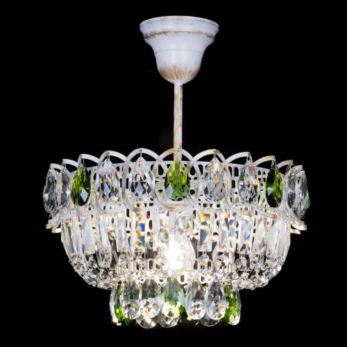 Люстра Астра Бутон №1 Зеленая - белая с подвесом  в Химках Гусь Хрустальный